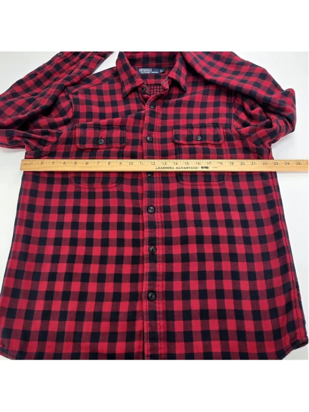 Polo Ralph Lauren Men's L Plaid Knit Flannel Overshirt Red Black Stretch $198